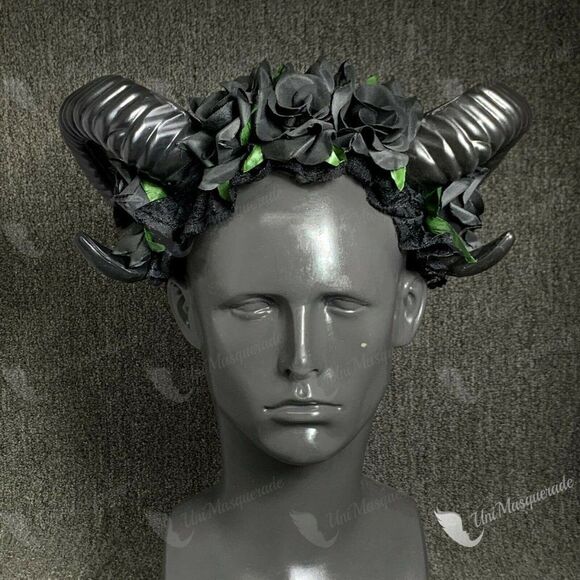 Restyle Sheep Horn Flower Headband Gothic Beauty Horror Horns Halloween Rose